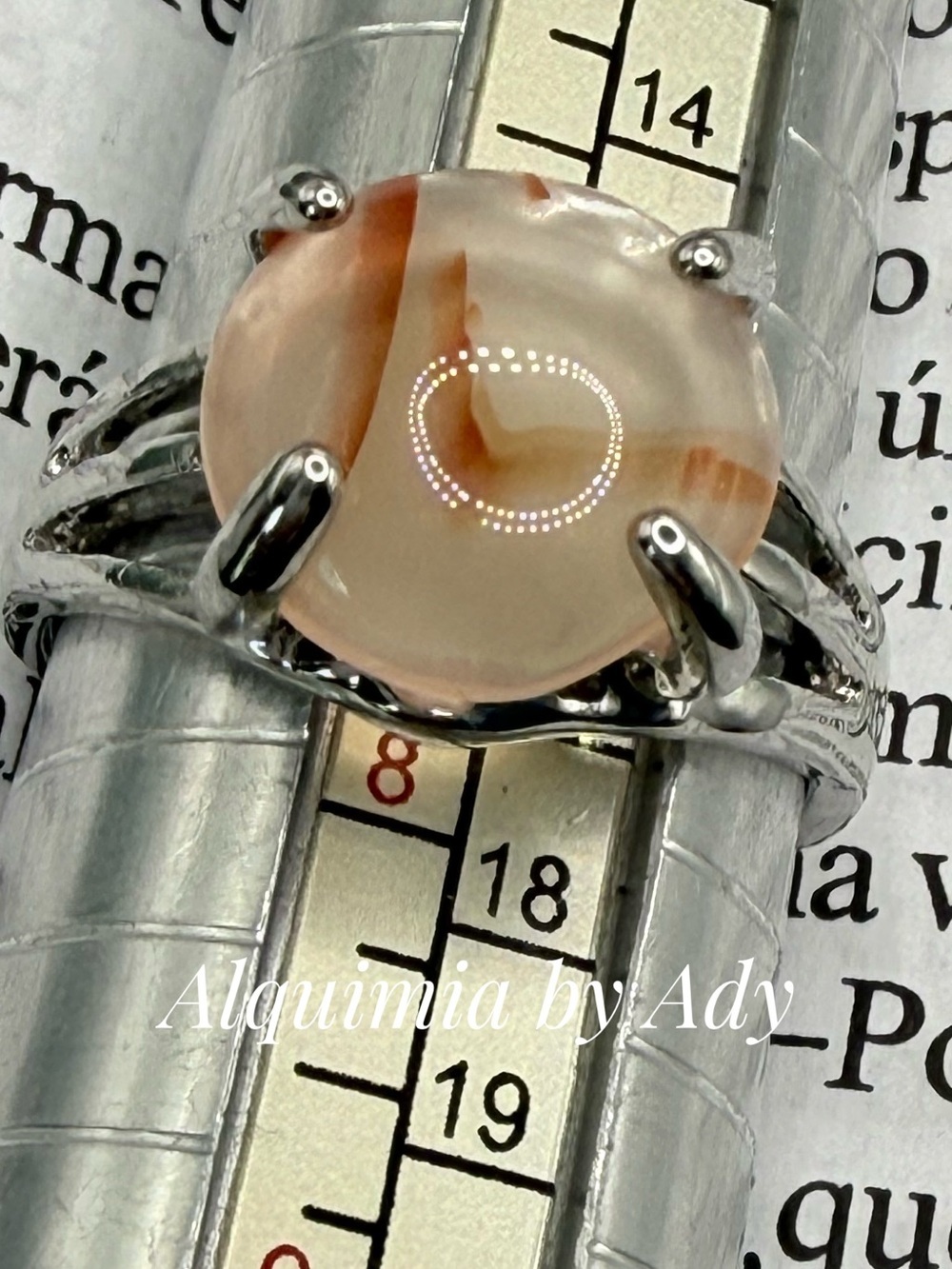 Peach-Orange Cabochon agate Ring